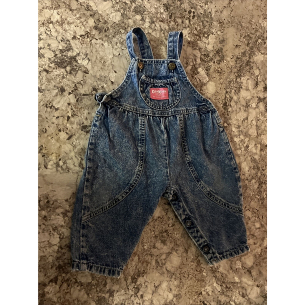 VTG 90s Oshkosh B’Gosh Denim Romper Girl Baby Overalls 6-9 Mo Genuine Article